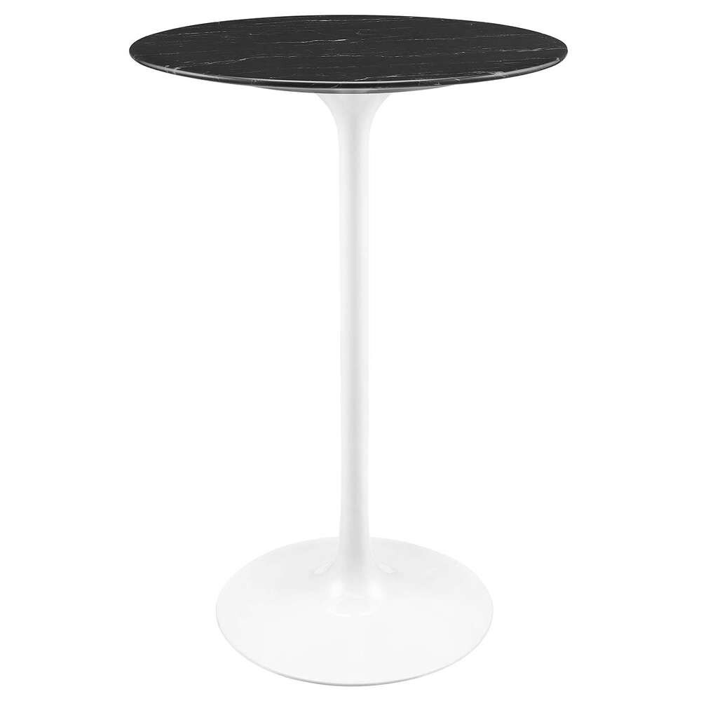 Modway - Lippa 28in Round Artificial Marble Bar Table in White Black - EEI-5203-WHI-BLK veiw 2