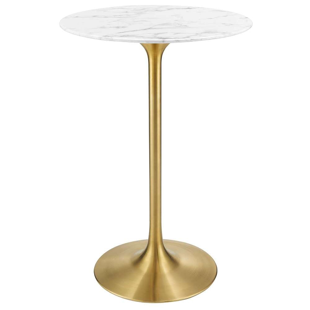 Modway - Lippa 28in Round Artificial Marble Dining Table in Gold White - EEI-3264-GLD-WHI veiw 1