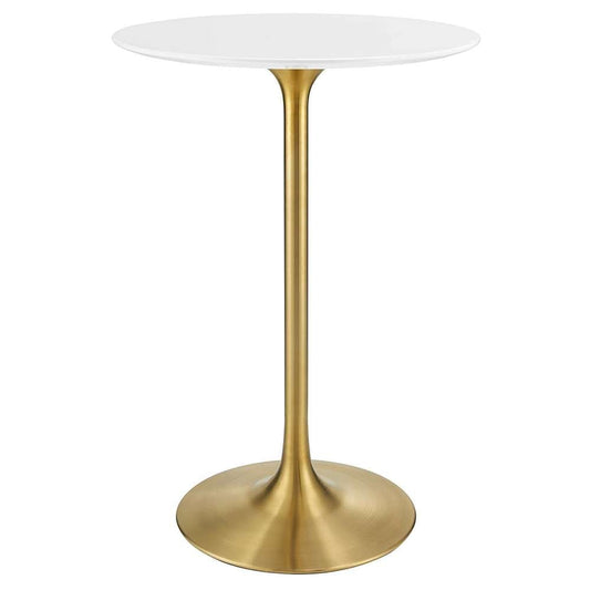 Modway - Lippa 28in Round Wood Top Bar Table in Gold White - EEI-3262-GLD-WHI veiw 1