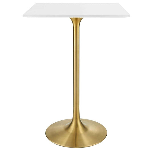 Modway - Lippa 28in Square Wood Top Bar Table in Gold White - EEI-3263-GLD-WHI veiw 1