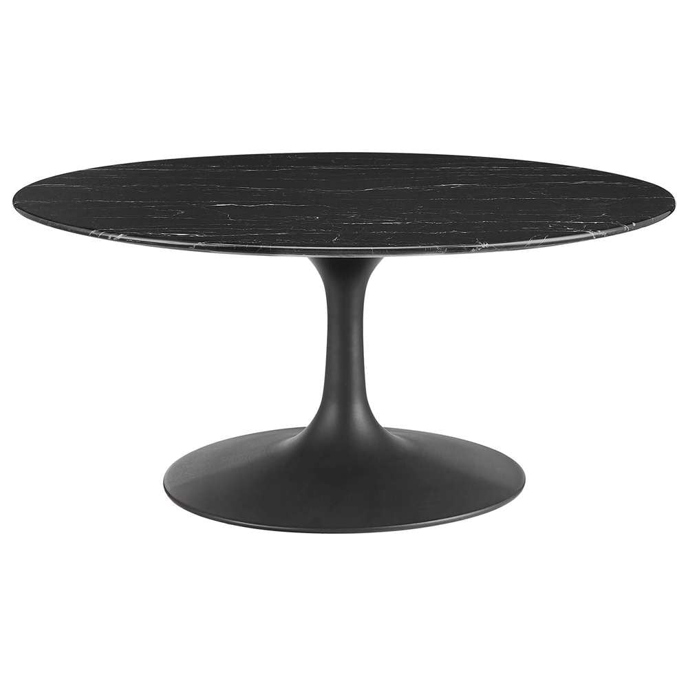Modway - Lippa 36in Round Artificial Marble Coffee Table in Black Black - EEI-4884-BLK-BLK veiw 2