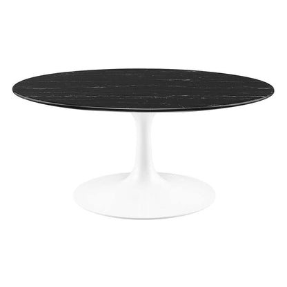 Modway - Lippa 36in Round Artificial Marble Coffee Table in White Black - EEI-5191-WHI-BLK veiw 1