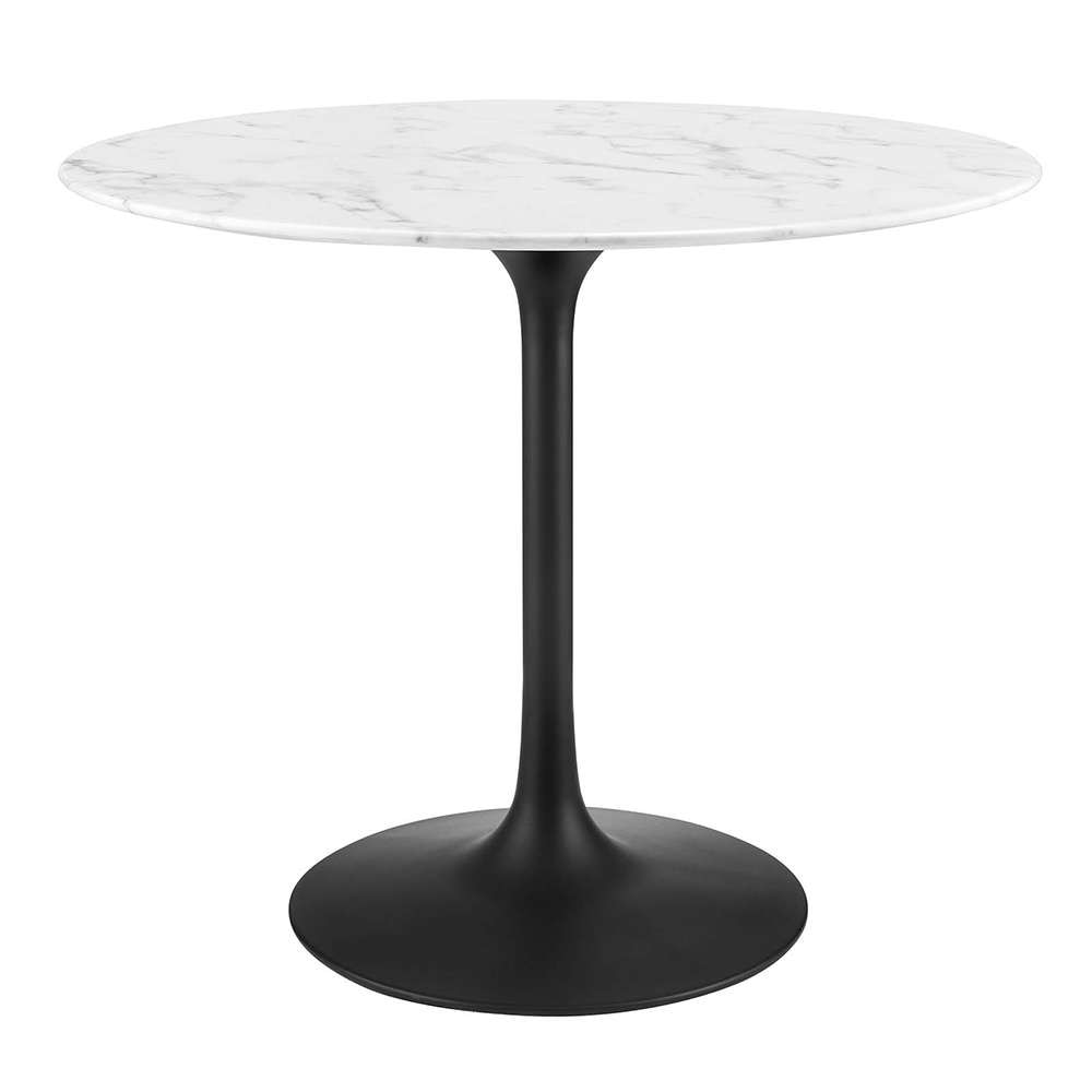 Modway - Lippa 36in Round Artificial Marble Dining Table in Black White - EEI-3516-BLK-WHI veiw 1