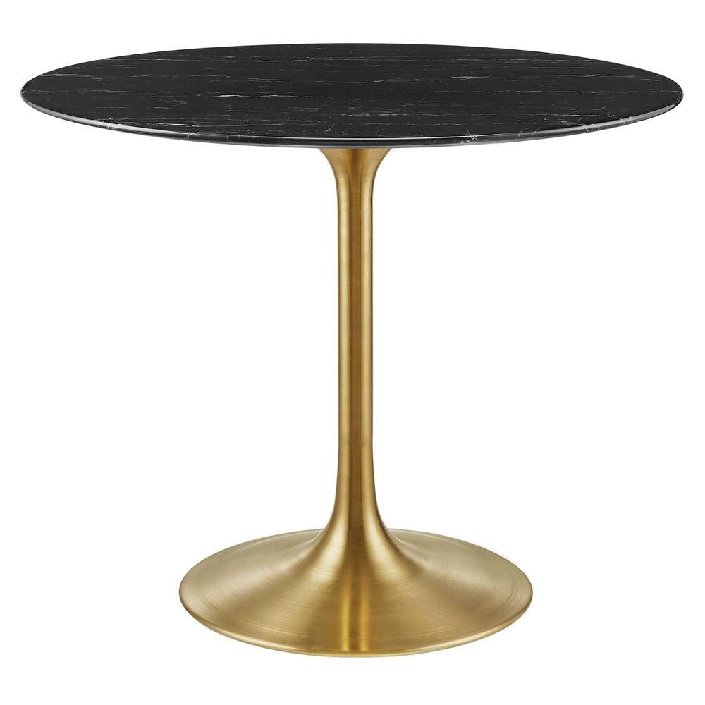 Modway - Lippa 36in Round Artificial Marble Dining Table in Gold Black - EEI-5225-GLD-BLK veiw 2
