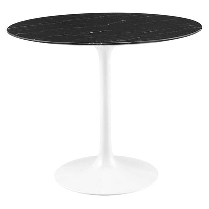 Modway - Lippa 36in Round Artificial Marble Dining Table in White Black - EEI-5168-WHI-BLK veiw 2