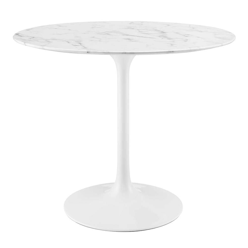 Modway - Lippa 36in Round Artificial Marble Dining Table in White - EEI-1129-WHI veiw 1