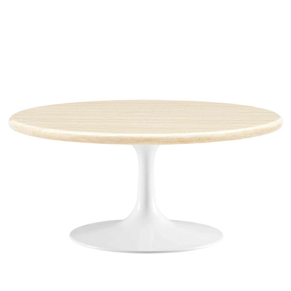 Modway - Lippa 36in Round Artificial Travertine Coffee Table - EEI-6749-WHI-TRA veiw 1