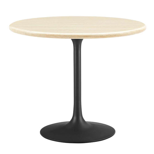 Modway - Lippa 36in Round Artificial Travertine Dining Table - EEI-6750-BLK-TRA veiw 1