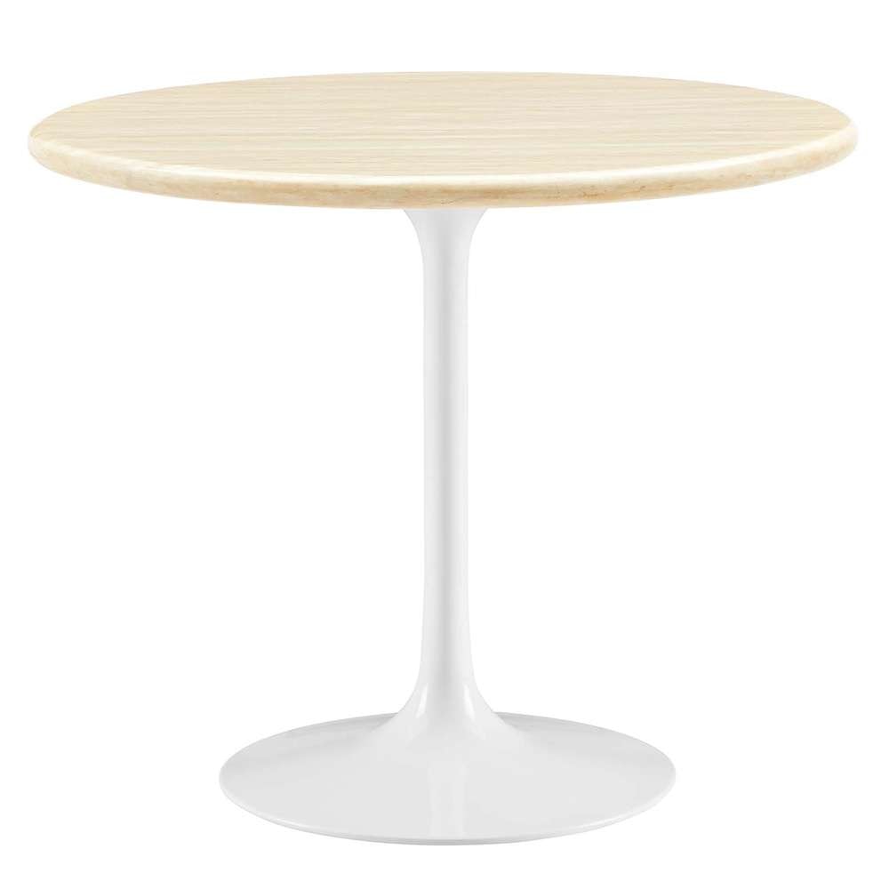 Modway - Lippa 36in Round Artificial Travertine Dining Table - EEI-6748-WHI-TRA veiw 1