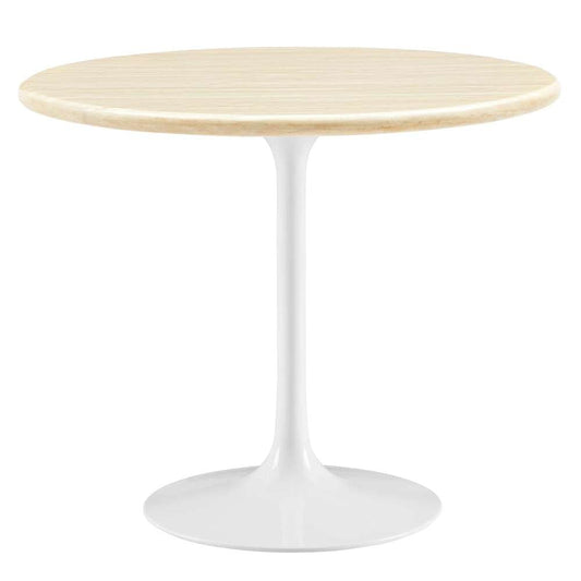Modway - Lippa 36in Round Artificial Travertine Dining Table - EEI-6748-WHI-TRA veiw 1