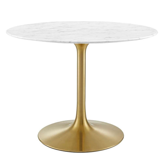 Modway - Lippa 40in Round Artificial Marble Dining Table in Gold White - EEI-3231-GLD-WHI veiw 1