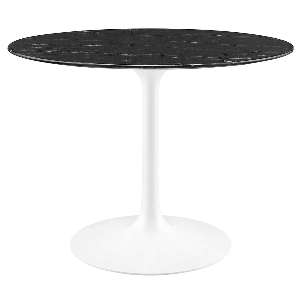 Modway - Lippa 40in Round Artificial Marble Dining Table in White Black - EEI-5181-WHI-BLK veiw 1