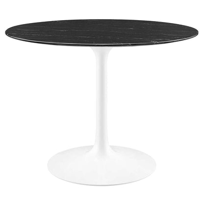 Modway - Lippa 40in Round Artificial Marble Dining Table in White Black - EEI-5181-WHI-BLK veiw 1