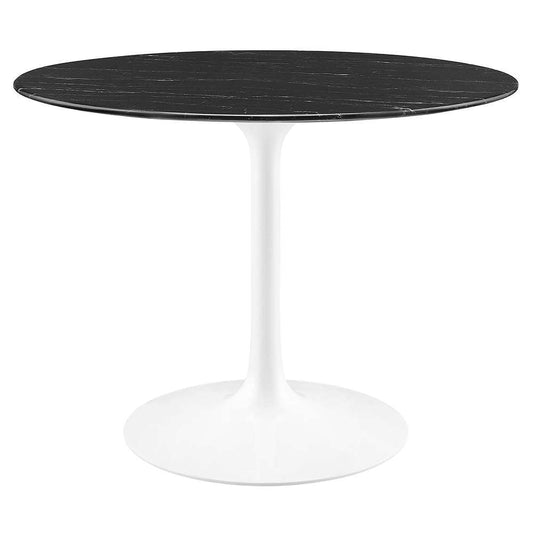 Modway - Lippa 40in Round Artificial Marble Dining Table in White Black - EEI-5181-WHI-BLK veiw 1