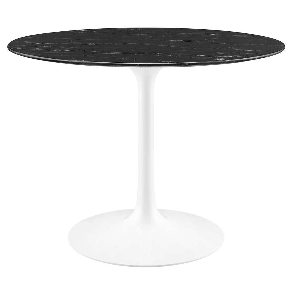 Modway - Lippa 40in Round Artificial Marble Dining Table in White Black - EEI-5181-WHI-BLK veiw 2