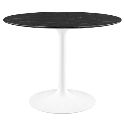 Modway - Lippa 40in Round Artificial Marble Dining Table in White Black - EEI-5181-WHI-BLK veiw 2