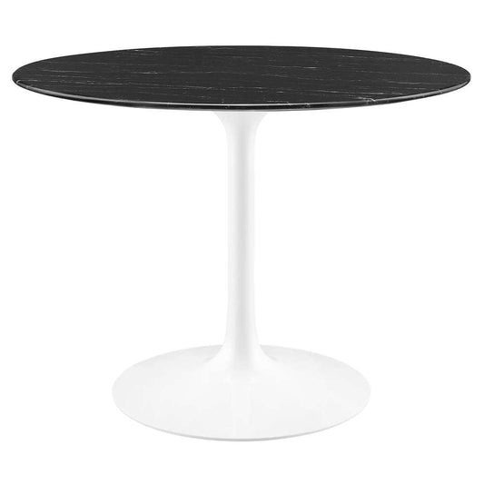 Modway - Lippa 40in Round Artificial Marble Dining Table in White Black - EEI-5181-WHI-BLK veiw 2