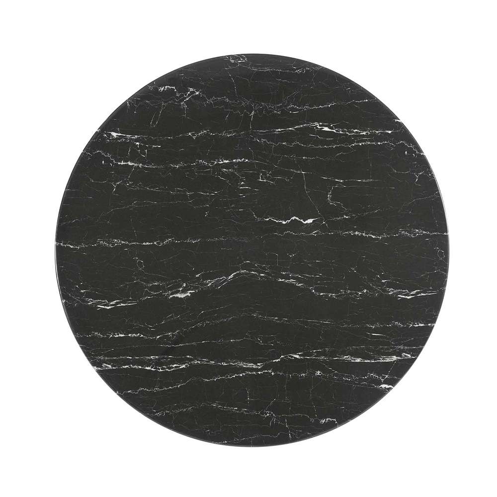 Modway - Lippa 40in Round Artificial Marble Dining Table in White Black - EEI-5181-WHI-BLK veiw 3