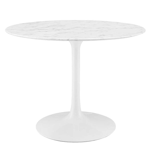 Modway - Lippa 40in Round Artificial Marble Dining Table in White - EEI-1130-WHI veiw 1