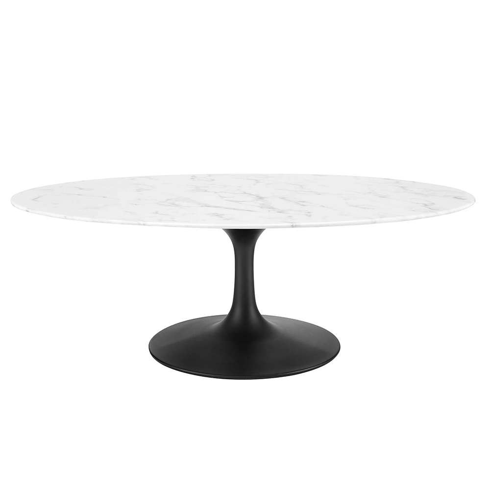 Modway - Lippa 48in Oval Artificial Marble Coffee Table in Black White - EEI-3537-BLK-WHI veiw 1