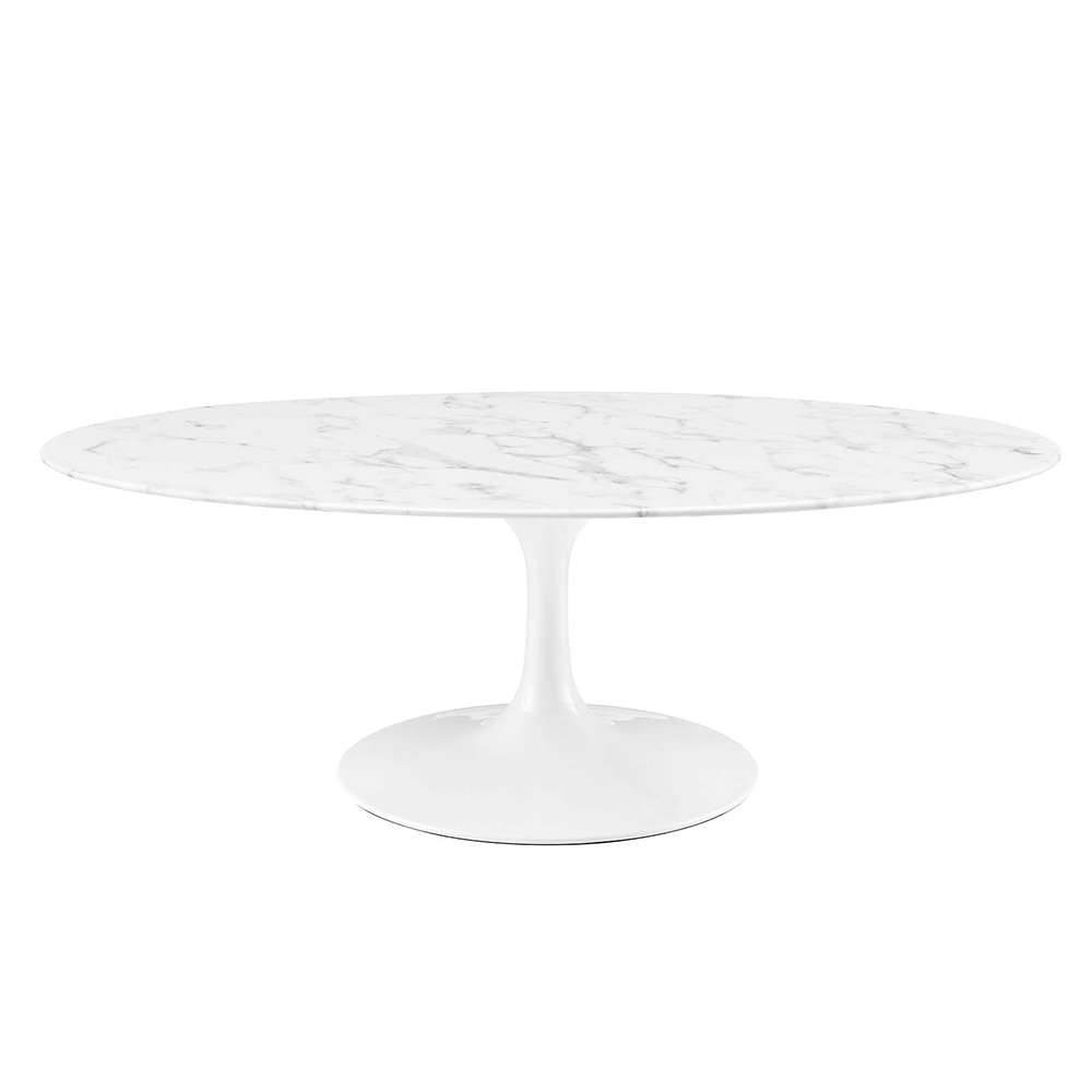 Modway - Lippa 48in Oval Artificial Marble Coffee Table in White - EEI-2022-WHI veiw 1