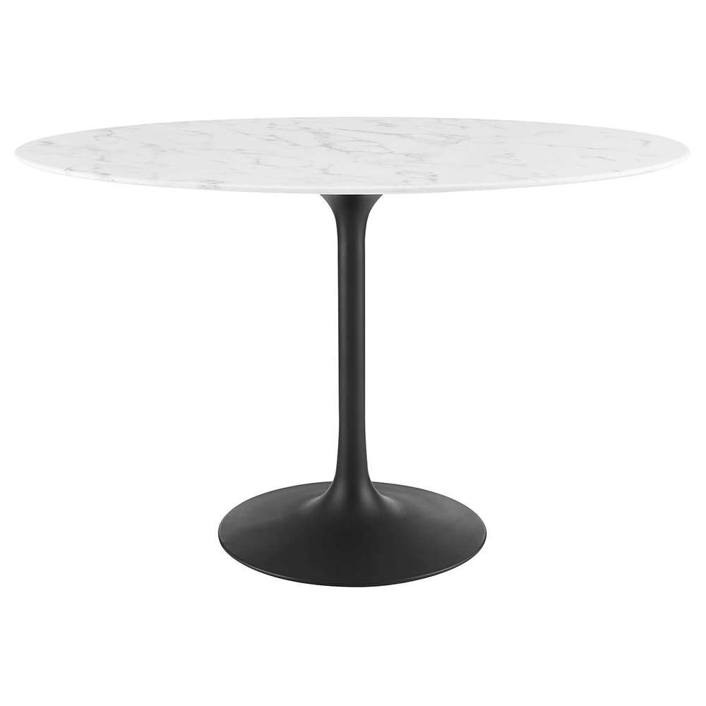 Modway - Lippa 48in Oval Artificial Marble Dining Table in Black White - EEI-3518-BLK-WHI veiw 1