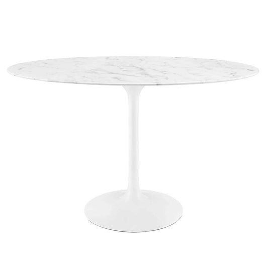 Modway - Lippa 48in Oval Artificial Marble Dining Table in White - EEI-2021-WHI veiw 1