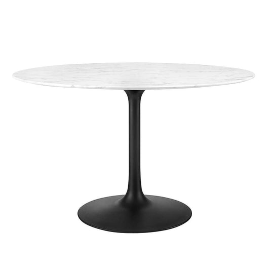 Modway - Lippa 48in Round Artificial Marble Dining Table in Black White - EEI-3527-BLK-WHI veiw 1