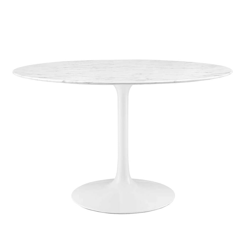Modway - Lippa 48in Round Artificial Marble Dining Table in White - EEI-1131-WHI veiw 1