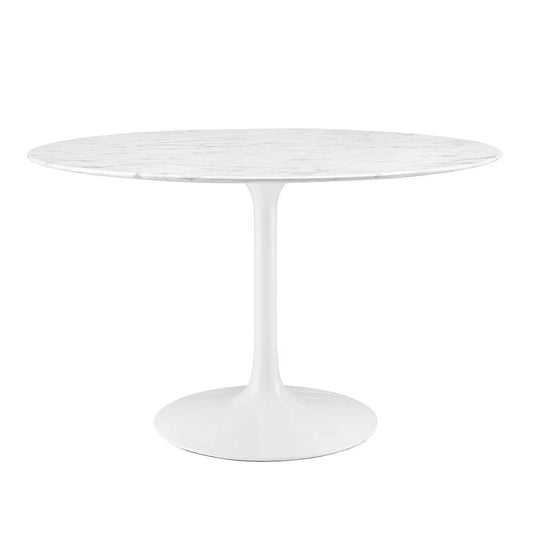 Modway - Lippa 48in Round Artificial Marble Dining Table in White - EEI-1131-WHI veiw 1