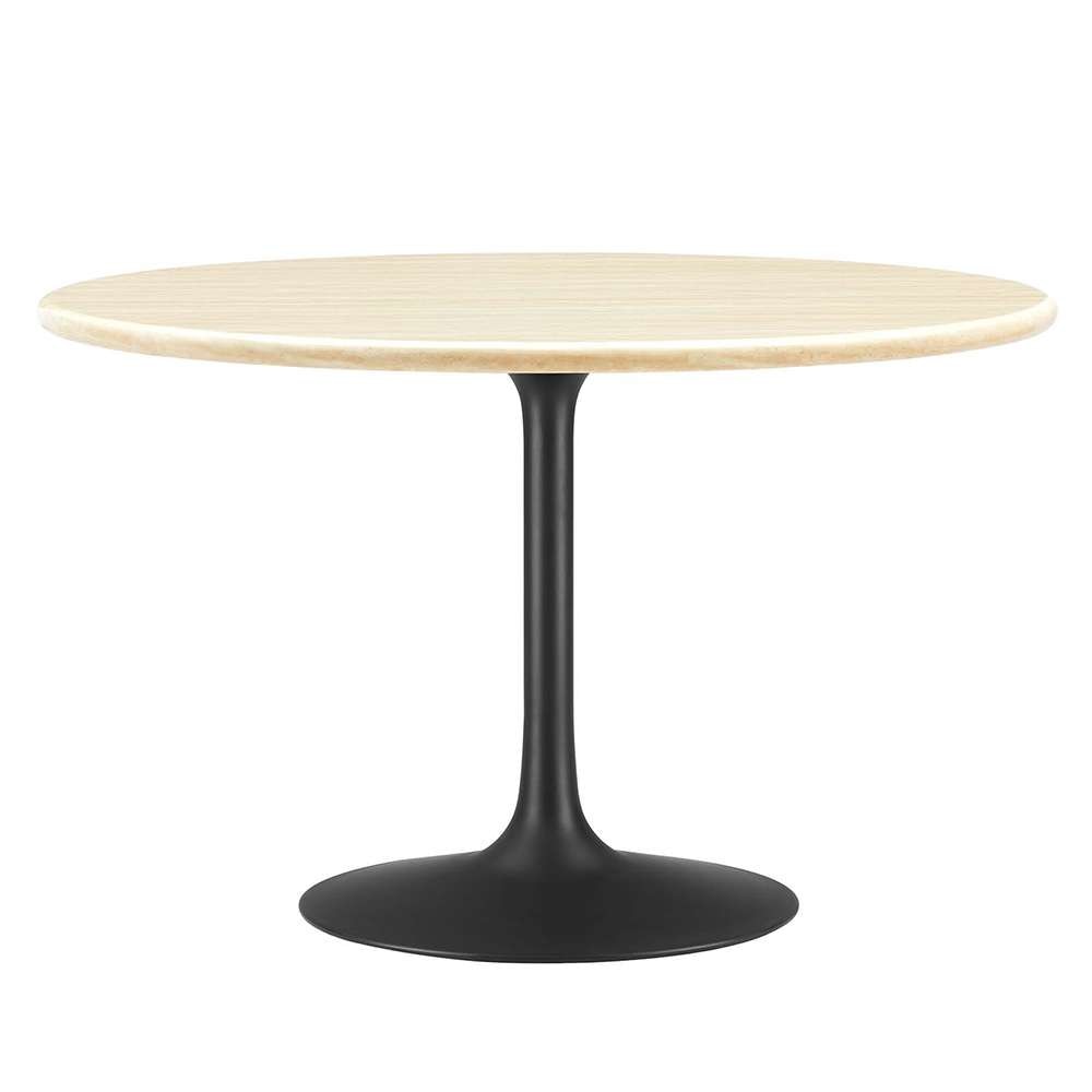 Modway - Lippa 48in Round Artificial Travertine Dining Table - EEI-6755-BLK-TRA veiw 1