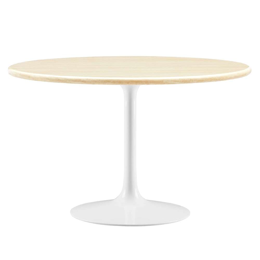Modway - Lippa 48in Round Artificial Travertine Dining Table - EEI-6754-WHI-TRA veiw 1