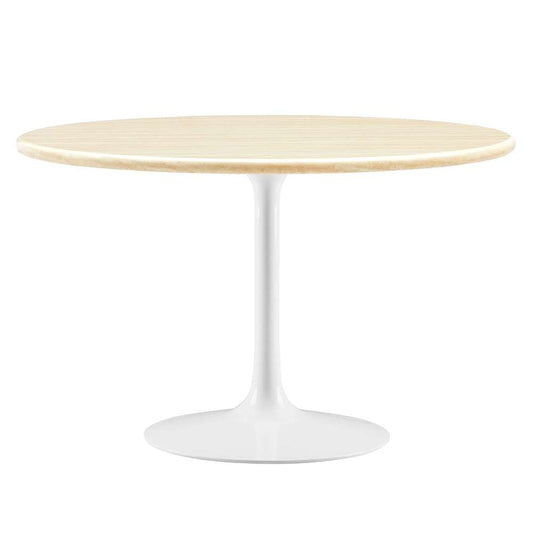 Modway - Lippa 48in Round Artificial Travertine Dining Table - EEI-6754-WHI-TRA veiw 1