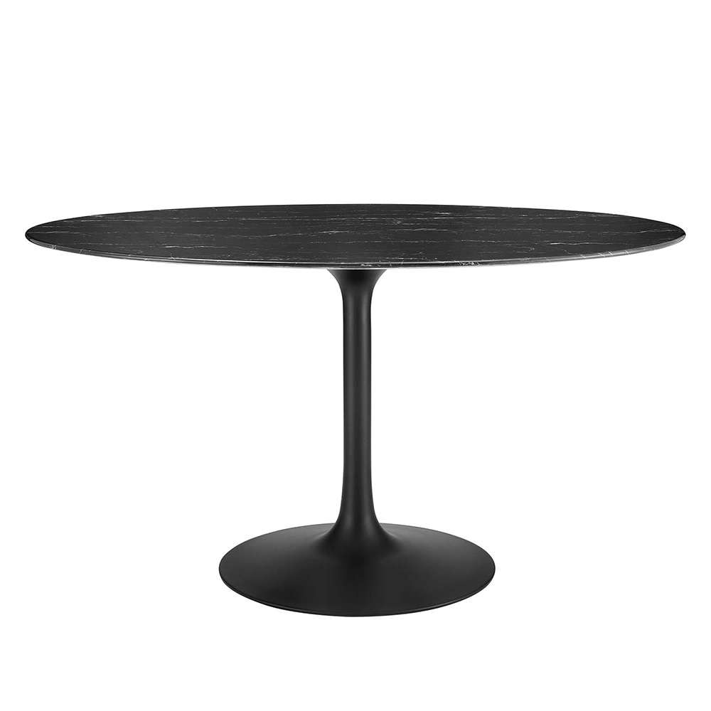 Modway - Lippa 54in Oval Artificial Marble Dining Table in Black Black - EEI-4880-BLK-BLK veiw 1