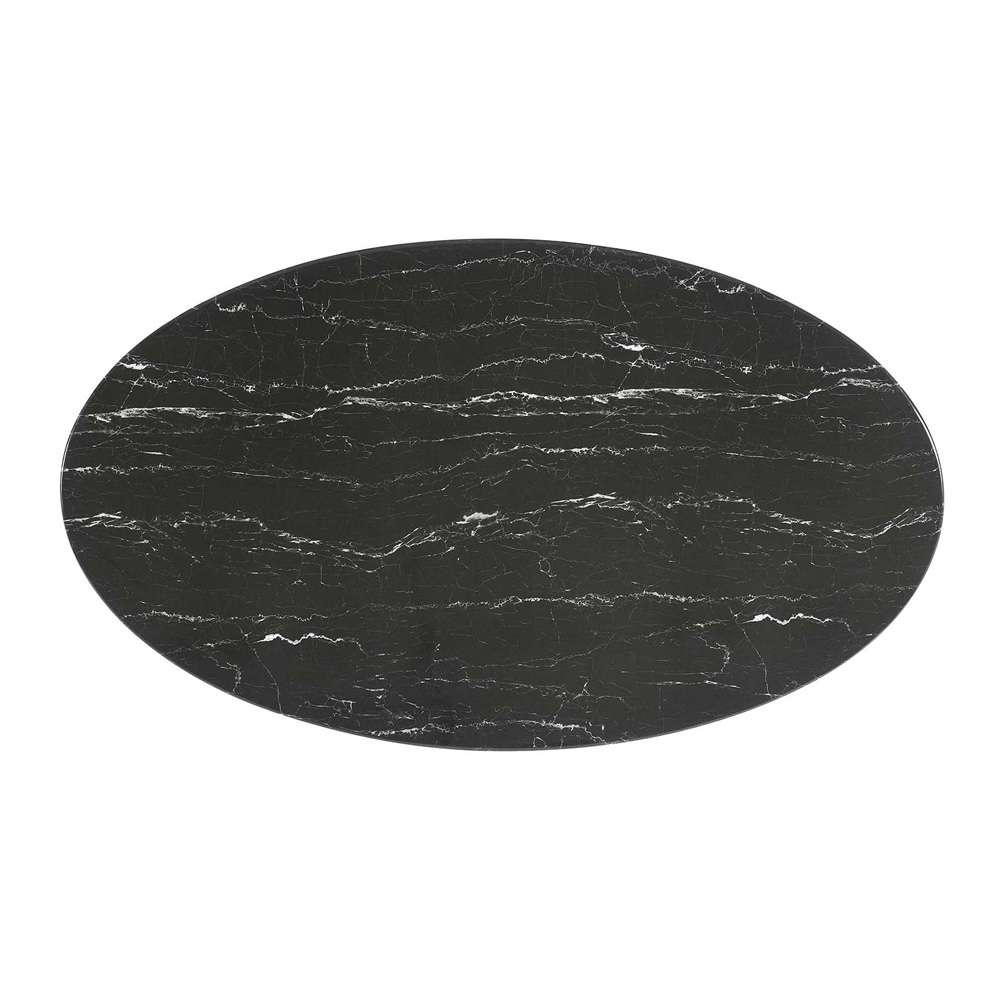 Modway - Lippa 54in Oval Artificial Marble Dining Table in Black Black - EEI-4880-BLK-BLK veiw 3