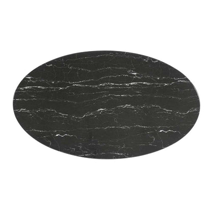 Modway - Lippa 54in Oval Artificial Marble Dining Table in Black Black - EEI-4880-BLK-BLK veiw 3