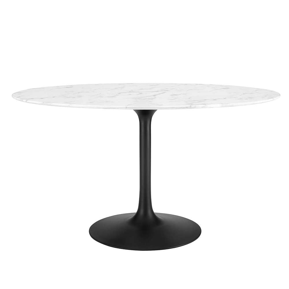 Modway - Lippa 54in Oval Artificial Marble Dining Table in Black White - EEI-3530-BLK-WHI veiw 1