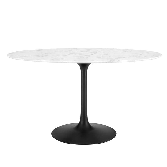 Modway - Lippa 54in Oval Artificial Marble Dining Table in Black White - EEI-3530-BLK-WHI veiw 1