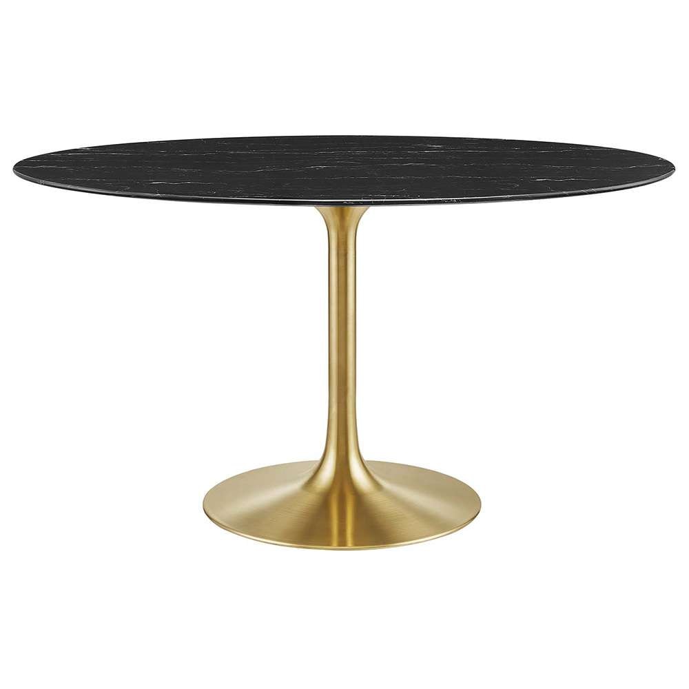 Modway - Lippa 54in Oval Artificial Marble Dining Table in Gold Black - EEI-5242-GLD-BLK veiw 1
