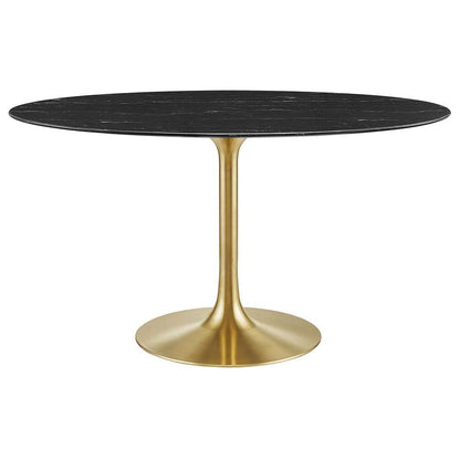 Modway - Lippa 54in Oval Artificial Marble Dining Table in Gold Black - EEI-5242-GLD-BLK veiw 1