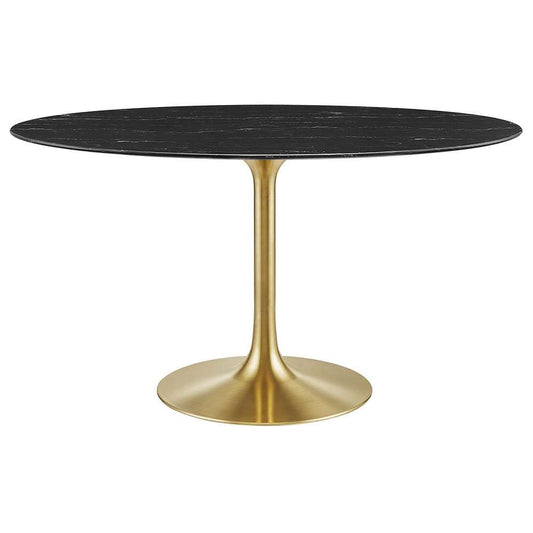 Modway - Lippa 54in Oval Artificial Marble Dining Table in Gold Black - EEI-5242-GLD-BLK veiw 1