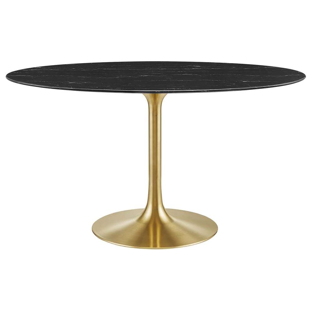 Modway - Lippa 54in Oval Artificial Marble Dining Table in Gold Black - EEI-5242-GLD-BLK veiw 2