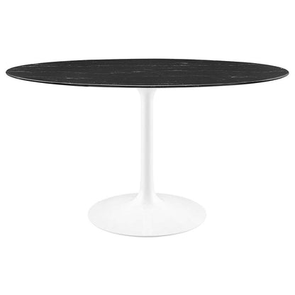 Modway - Lippa 54in Oval Artificial Marble Dining Table in White Black - EEI-5185-WHI-BLK veiw 1