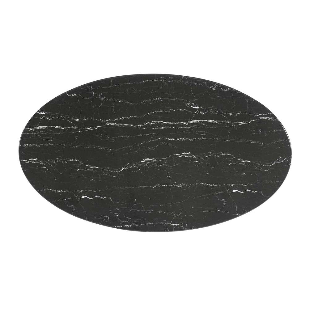 Modway - Lippa 54in Oval Artificial Marble Dining Table in White Black - EEI-5185-WHI-BLK veiw 3