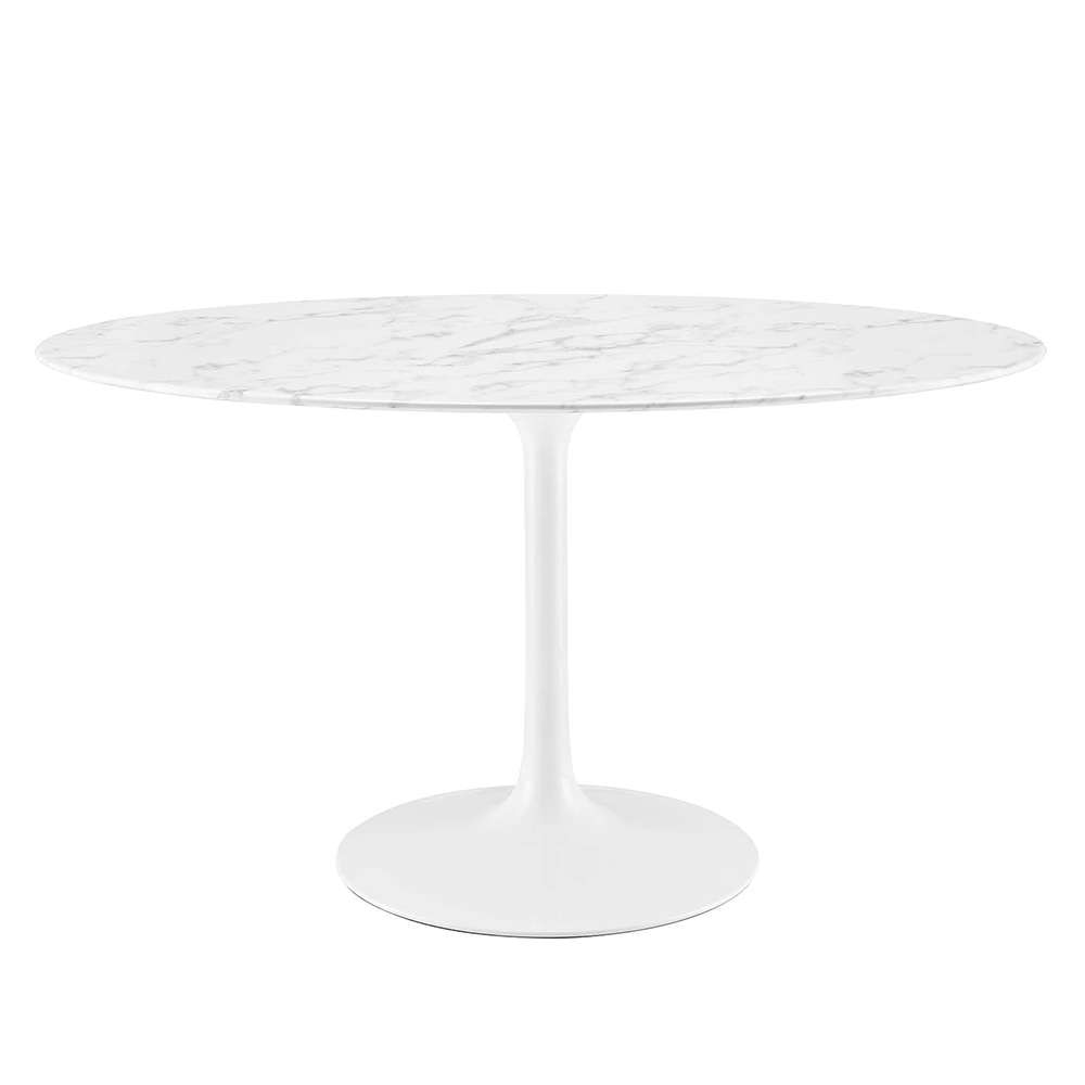 Modway - Lippa 54in Oval Artificial Marble Dining Table in White - EEI-1134-WHI veiw 1