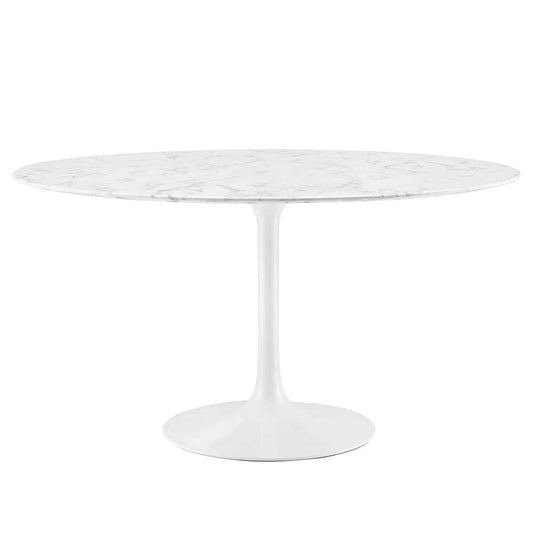 Modway - Lippa 54in Round Artificial Marble Dining Table in White - EEI-1132-WHI veiw 1