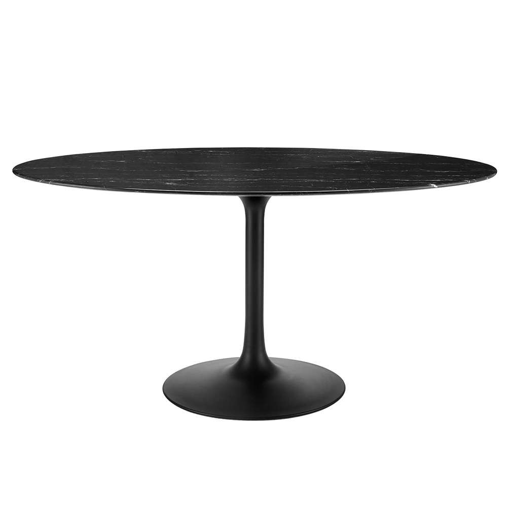 Modway - Lippa 60in Oval Artificial Marble Dining Table in Black Black - EEI-4881-BLK-BLK veiw 2