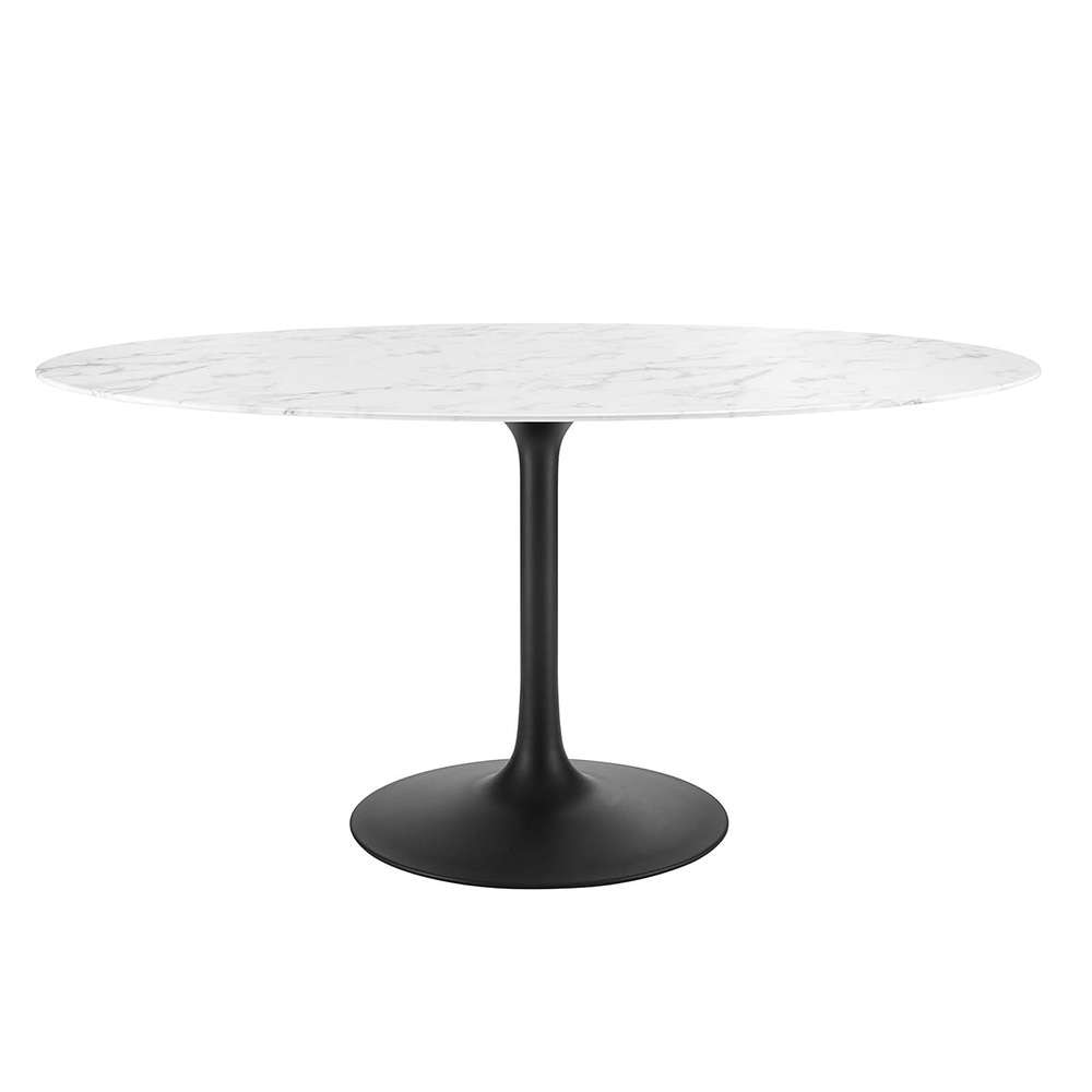 Modway - Lippa 60in Oval Artificial Marble Dining Table in Black White - EEI-3531-BLK-WHI veiw 1