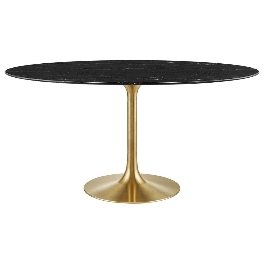 Modway - Lippa 60in Oval Artificial Marble Dining Table in Gold Black - EEI-5243-GLD-BLK veiw 2