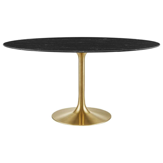 Modway - Lippa 60in Oval Artificial Marble Dining Table in Gold Black - EEI-5243-GLD-BLK veiw 2